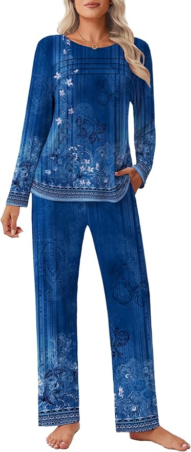 Navy Folk Print