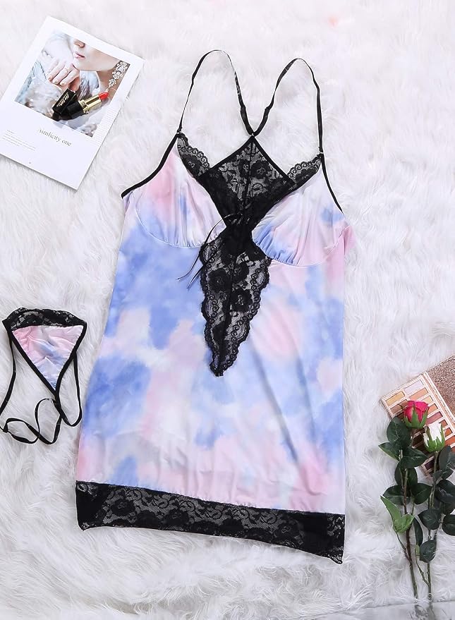 Light Blue Tie-dyed With Satin Bow Detail