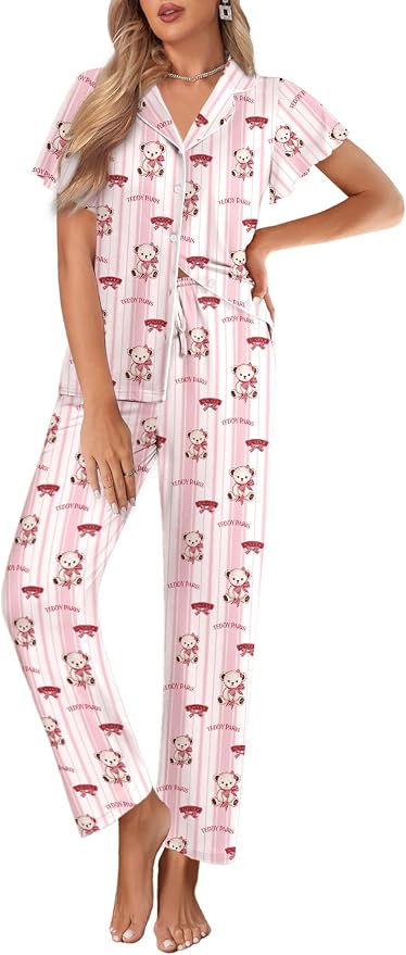 Pink Striped Bow Teddy