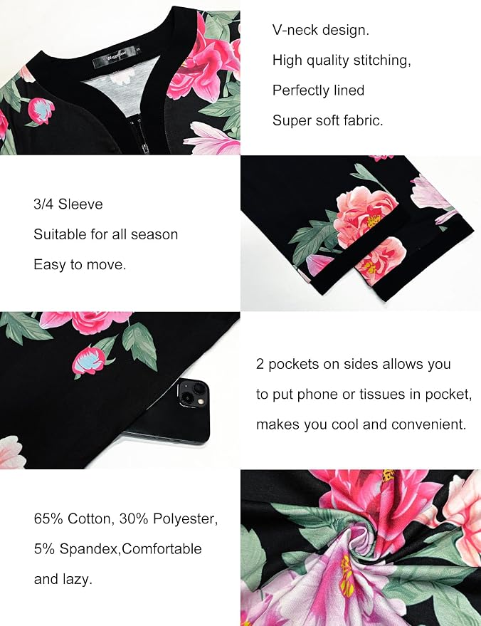 Peony Florals on Black-long