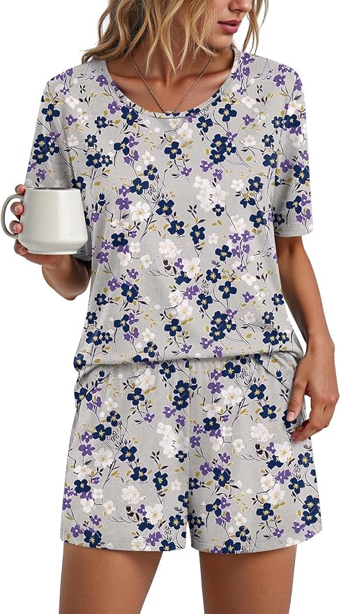 Gray Purple Floral