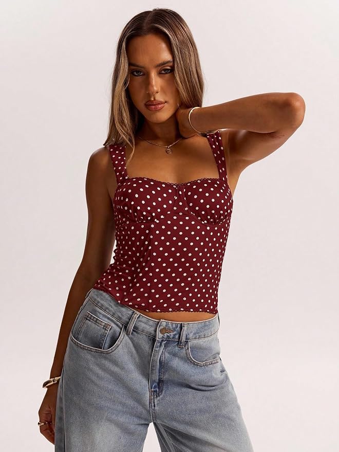 Burgundy Polka Dots Print