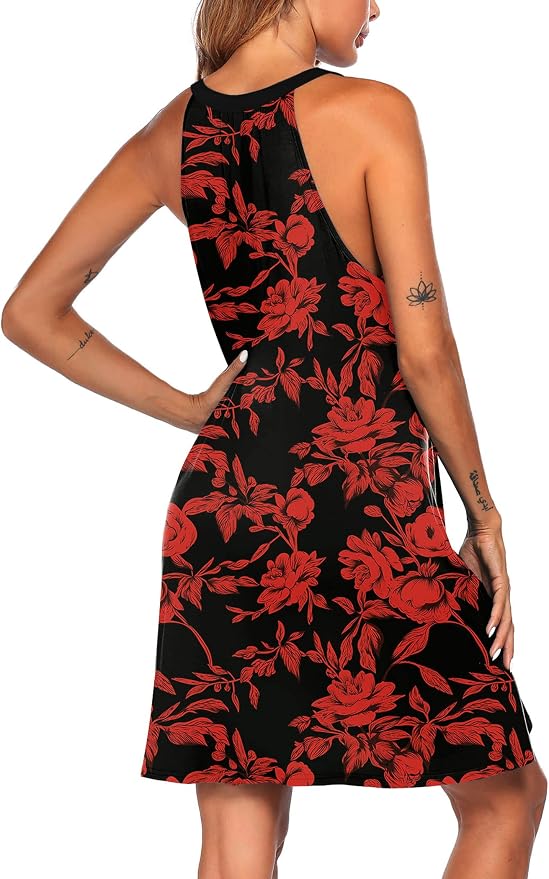 Charcoal/Red Print