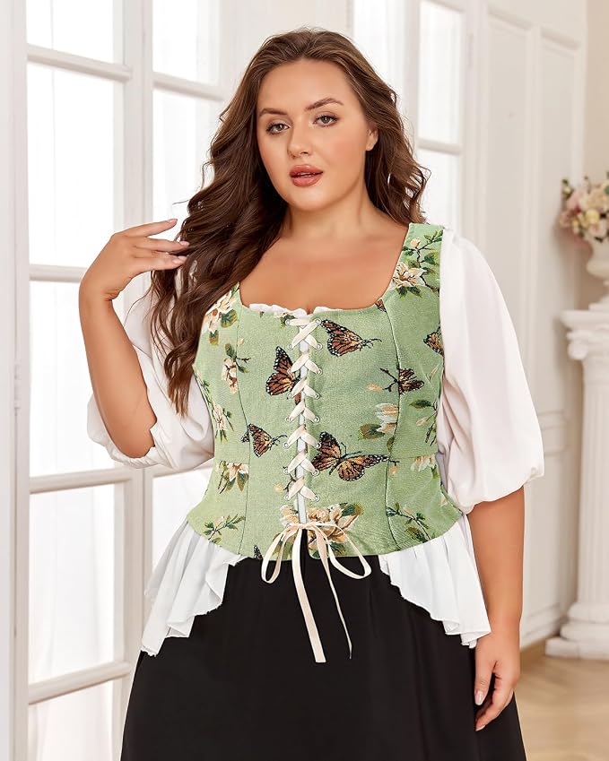 Green Floral Corset
