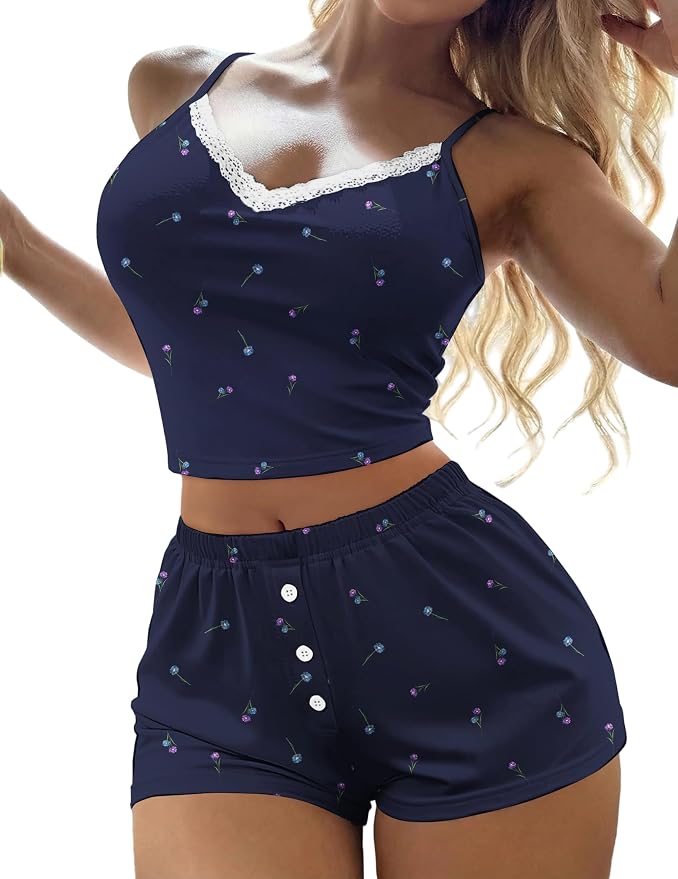 Flowers Navy Blue