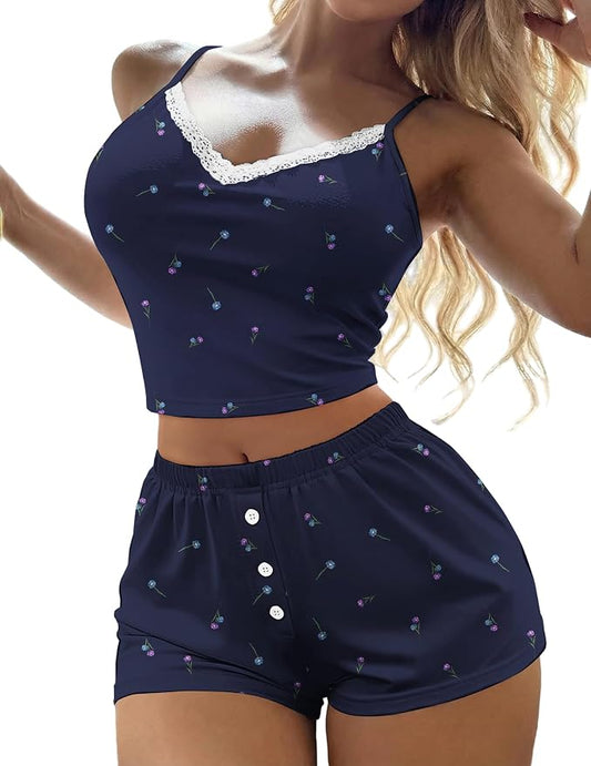 Flowers Navy Blue