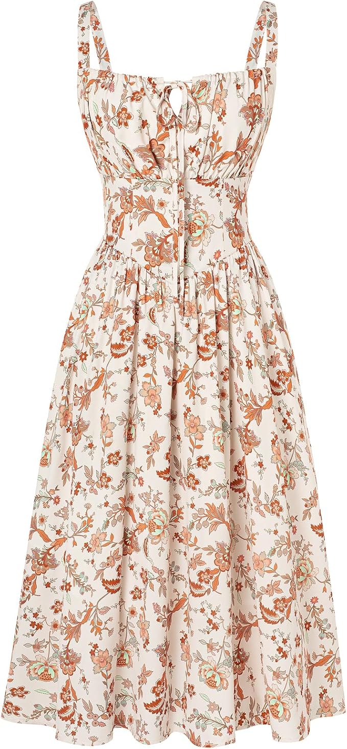 Beige Orange Floral