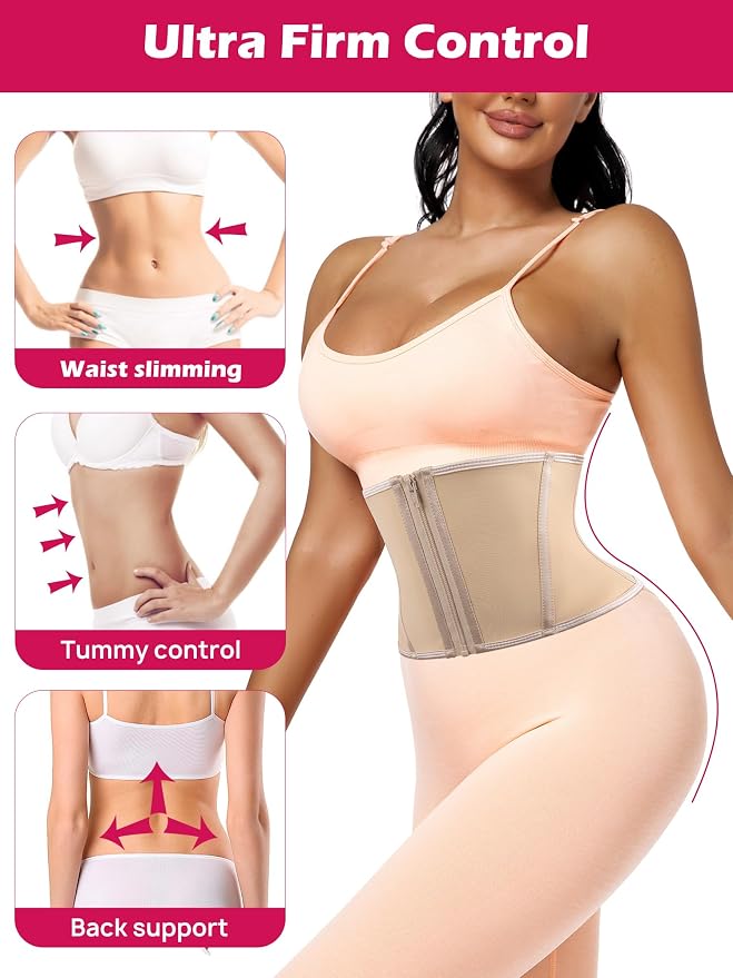 Beige (7'' Short Torso, 9 Steel Bones, Zipper)
