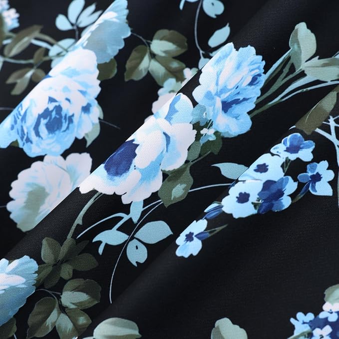 Black Blue-rose Floral