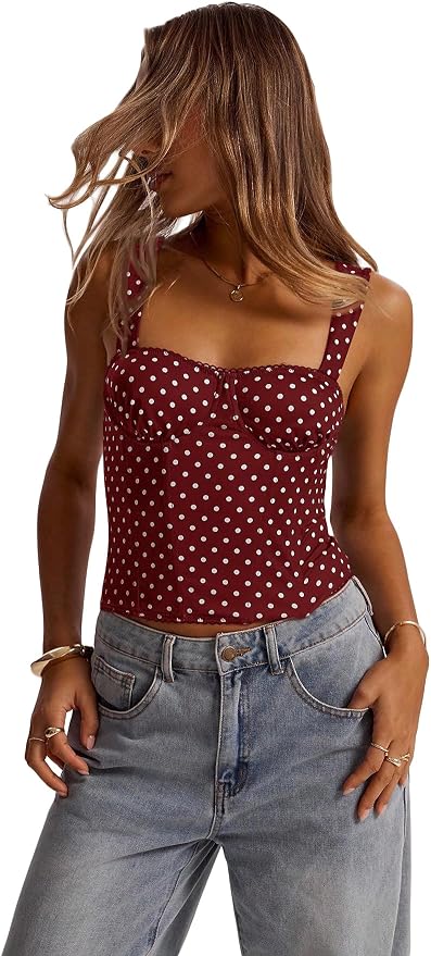 Burgundy Polka Dots Print