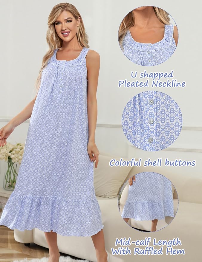 100% Cotton White Blue