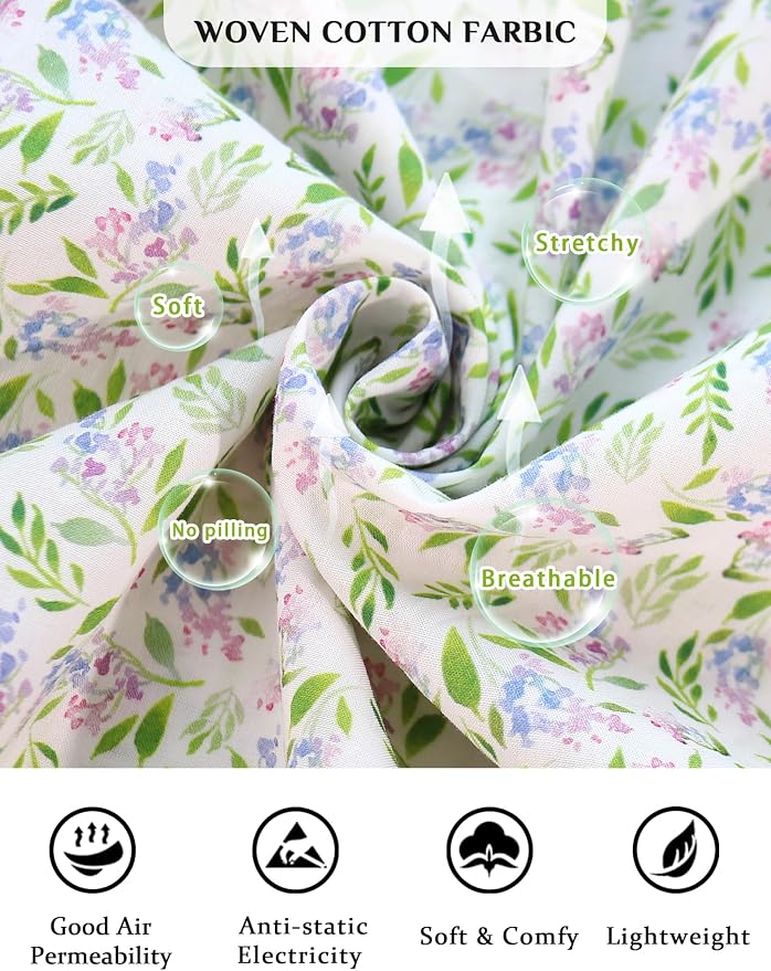 Woven-100% Cotton Pink Purple Flowers