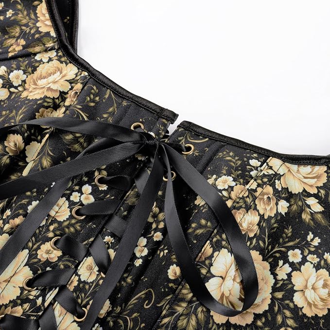 Black Antique-gold Floral