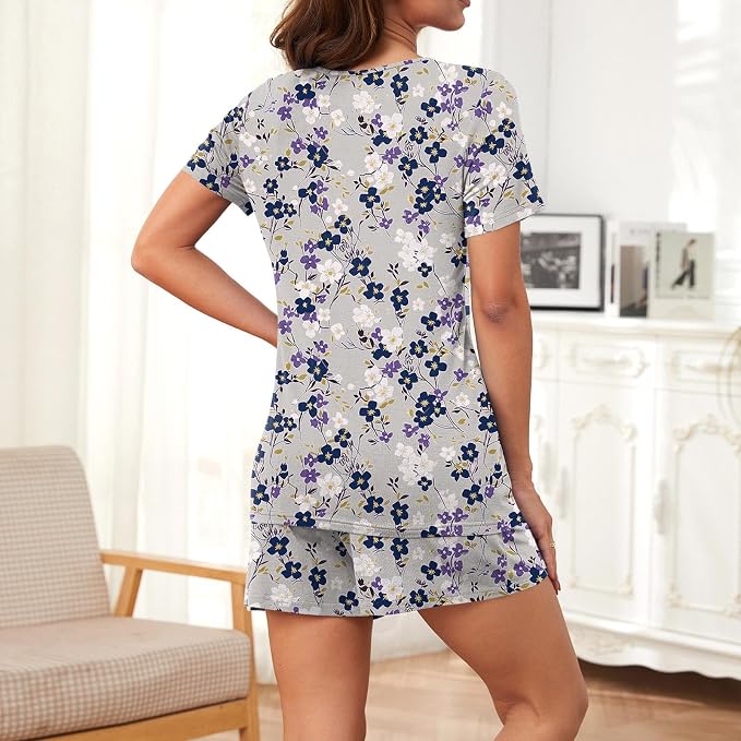 Gray Purple Floral
