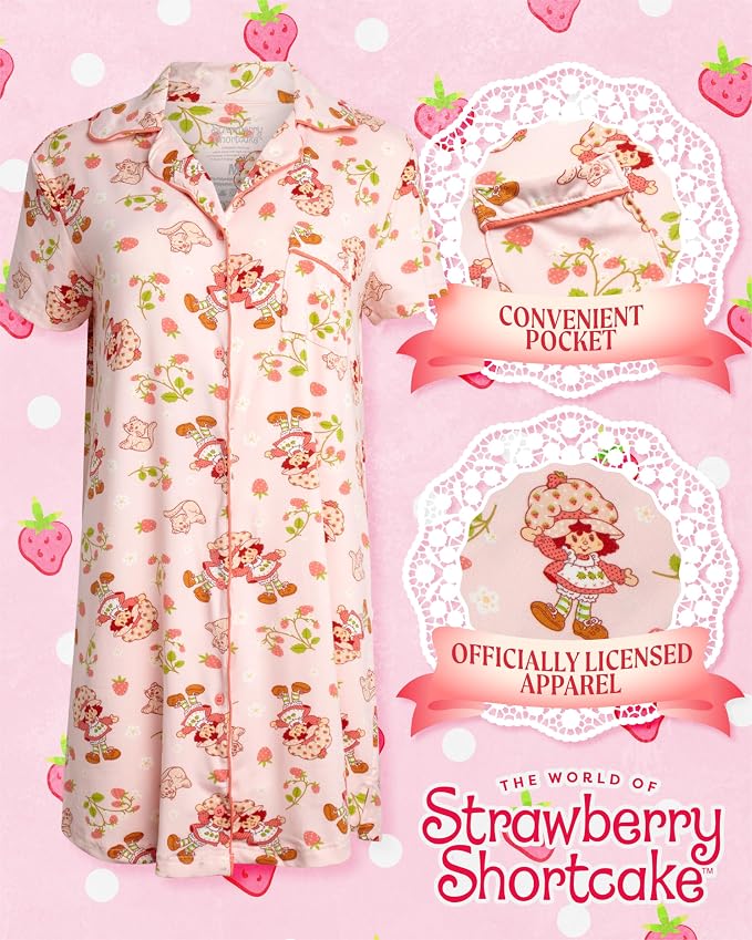 Pink Strawberry Shortcake Cat & Berries Print