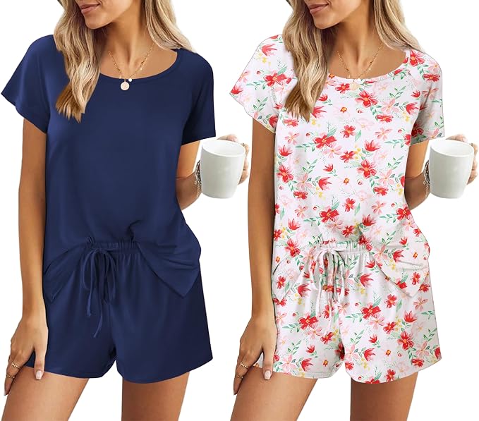 White Floral Print/Navy