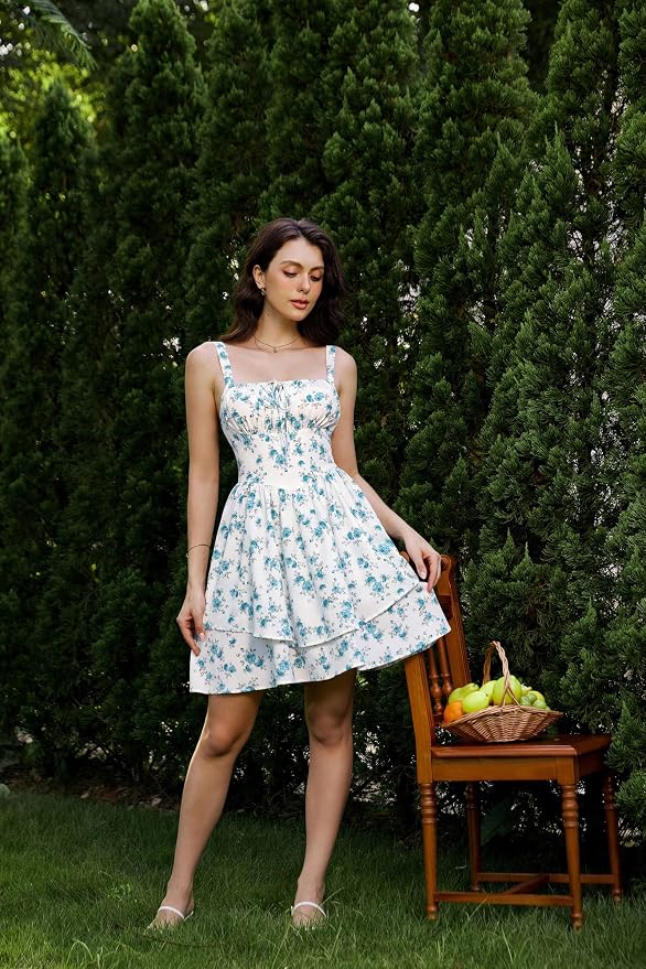 White Blue Floral