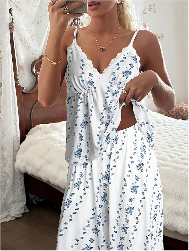 White Blue Floral