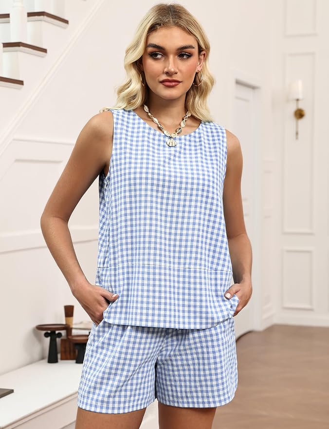 Light Blue & White Checkered