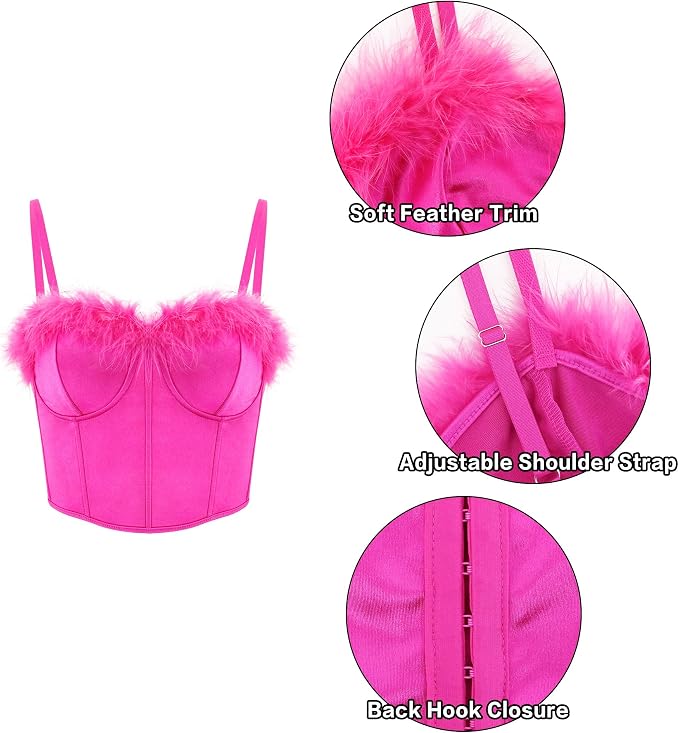 Feather Trim Rose Red