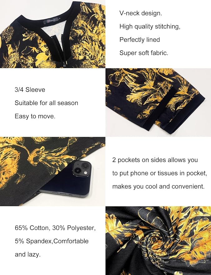 Bronze Gold Florals on Black-long