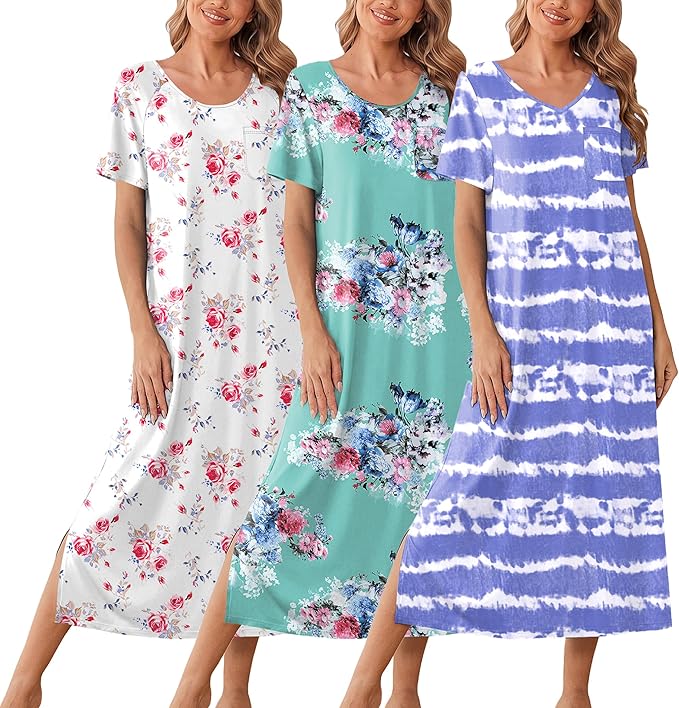 Tie Dye Blue/White Floral/Green Flower