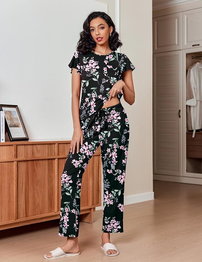 Black Flowers+navy Blue