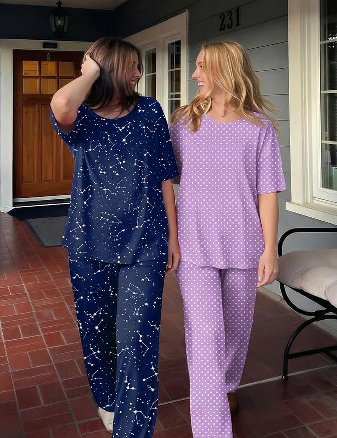 Lilac Dots/Navy Star