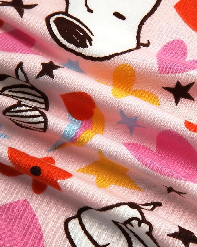 Pink Snoopy Flowers & Cherries Print