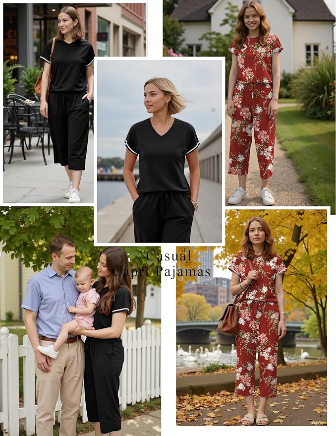 Black, Red Floral