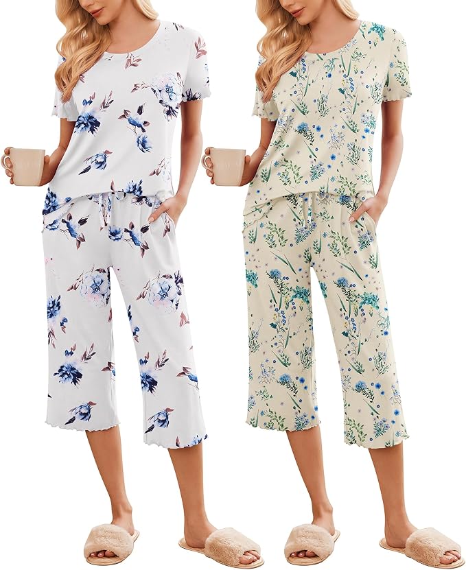 Blue Flower/Yellow Floral