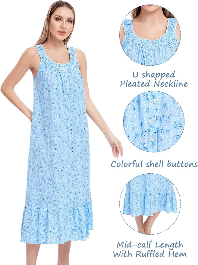 100% Cotton Blue and White Flower