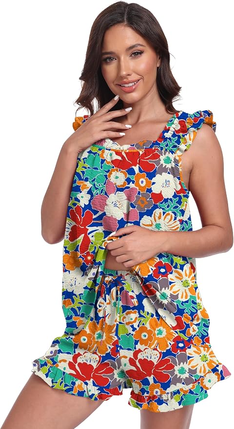 Floral Blue Red