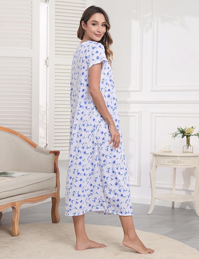Knit-60% Cotton Blue Morning Glory on White