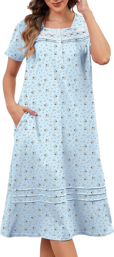 Short Sleeve-blue Flower