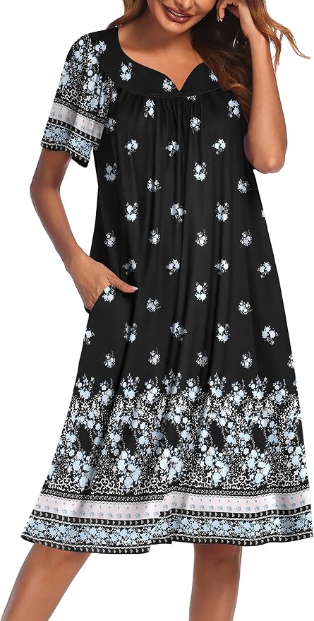 Black Blue Floral