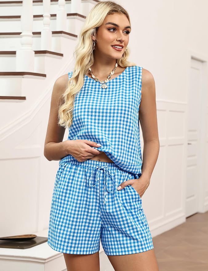 Lake Blue & White Checkered
