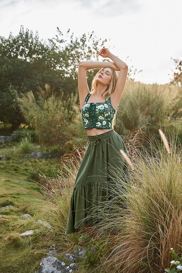 Green White Floral