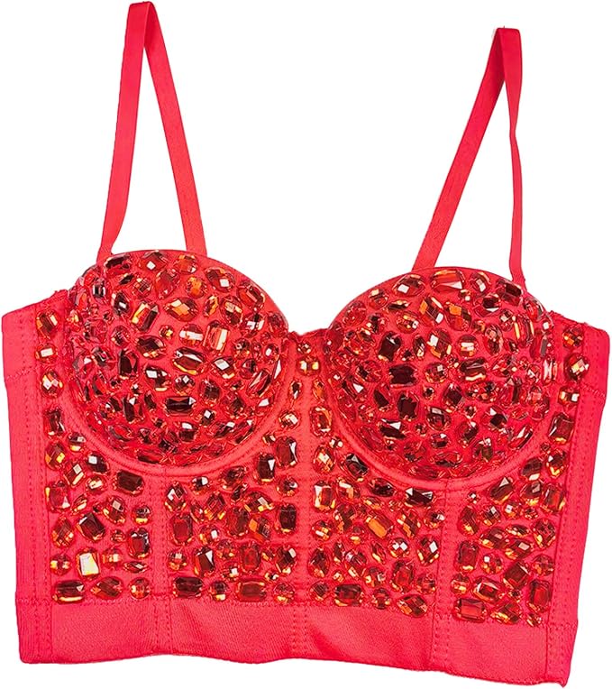 Rhinestone Corset Bustier Red