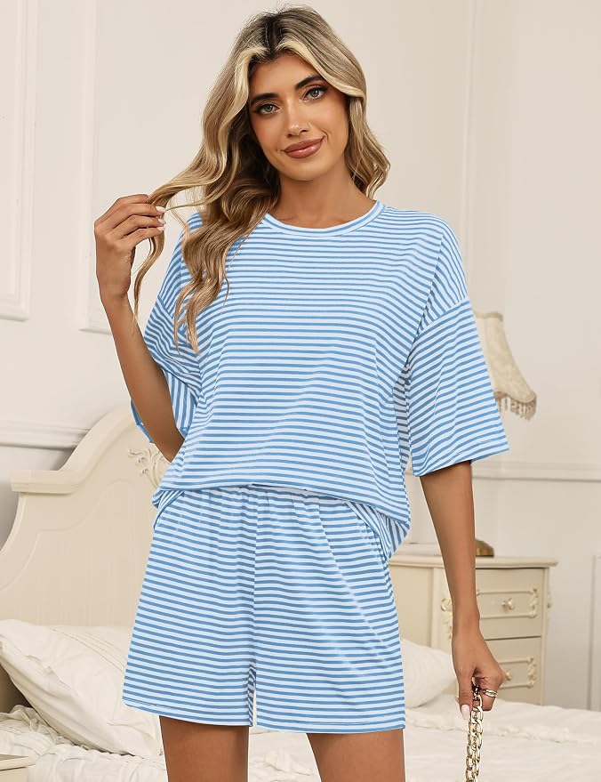 White Baby Blue Striped