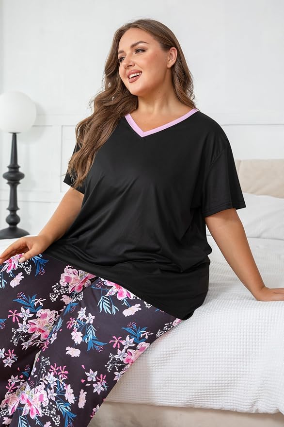 Purple Blue Floral/Black