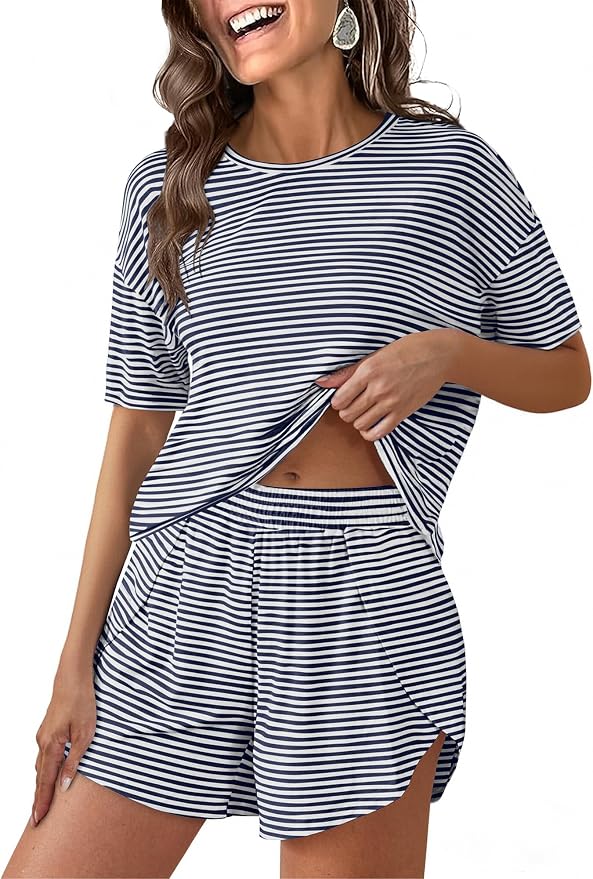 Navy Blue White Striped