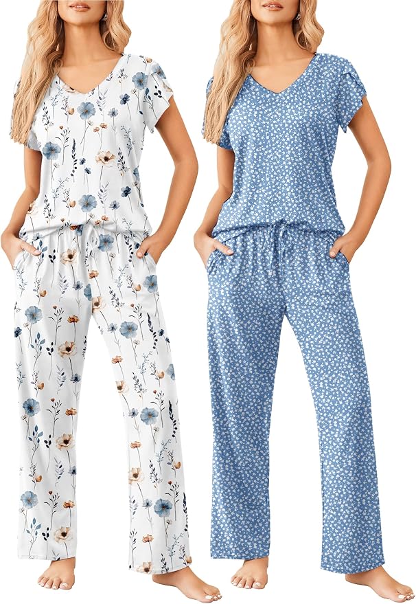 White Floral/Blue Floral