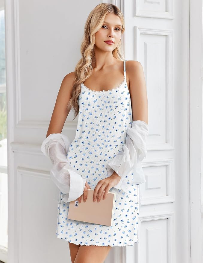 White Blue Florals