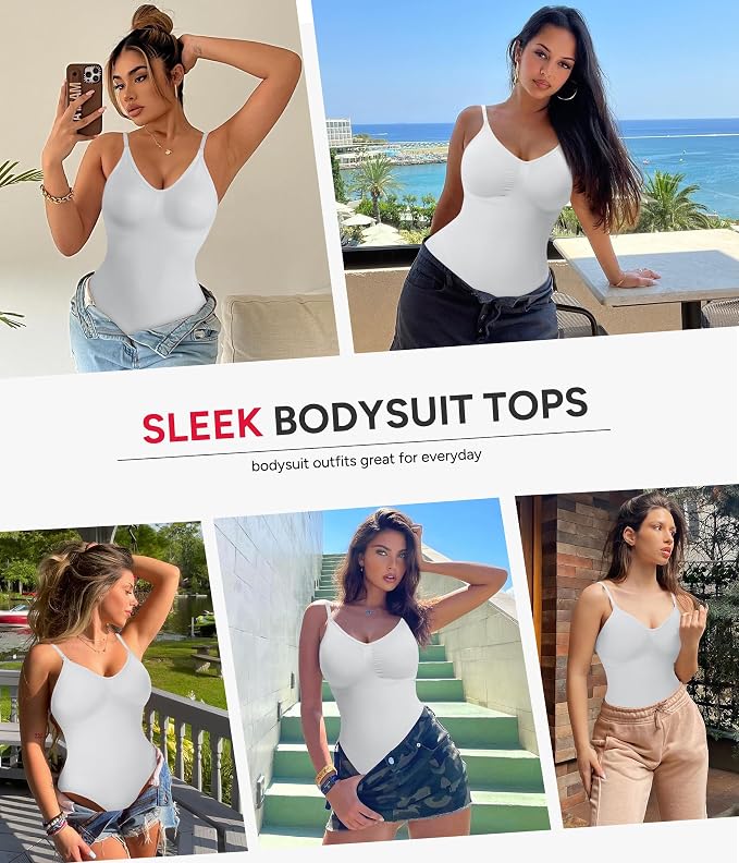 White V Neck Bodysuit