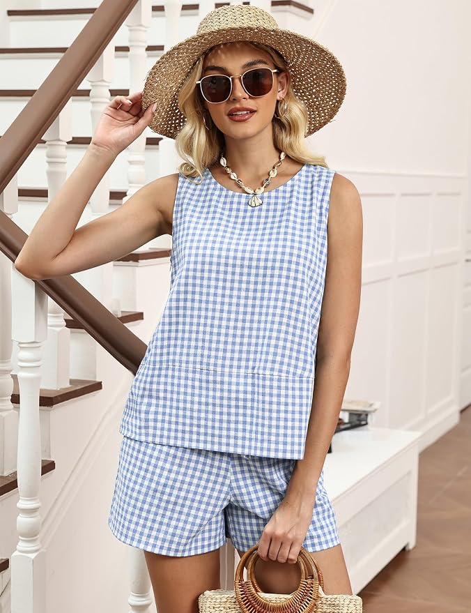 Light Blue & White Checkered