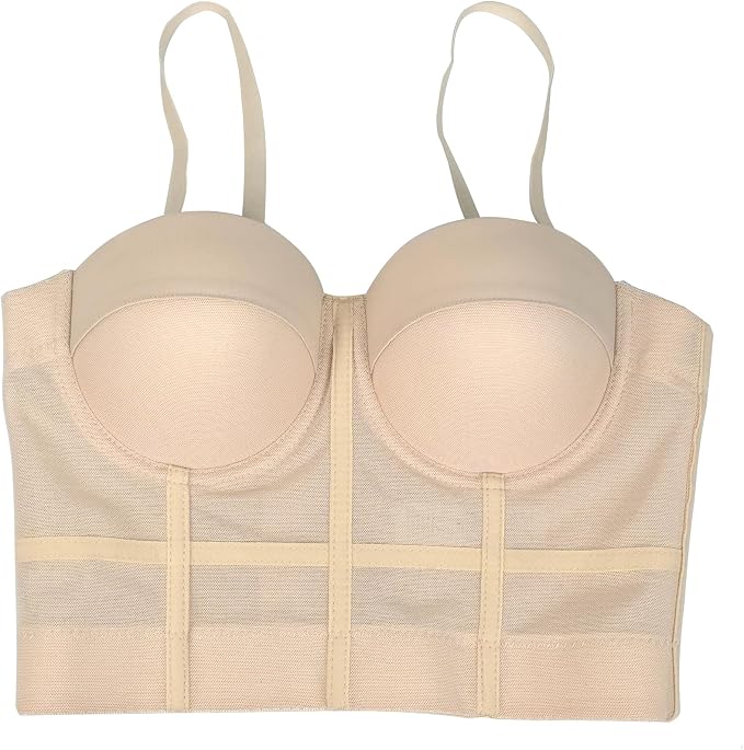 Mesh Breath Crop Top Beige