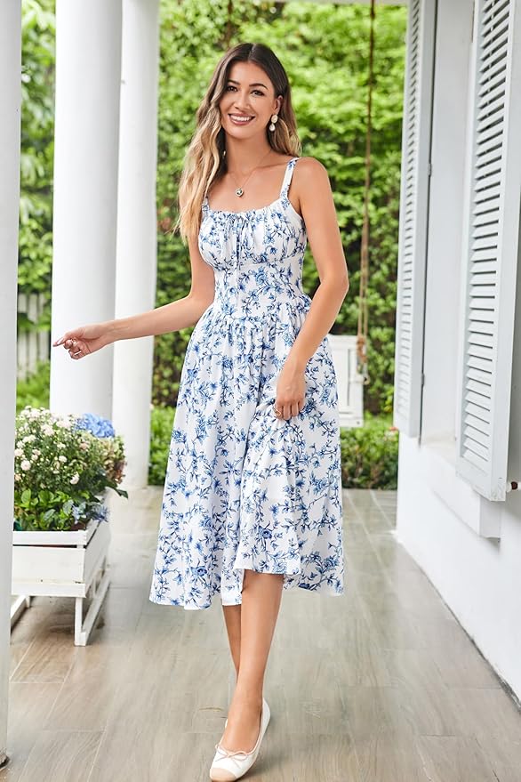 White Blue Floral