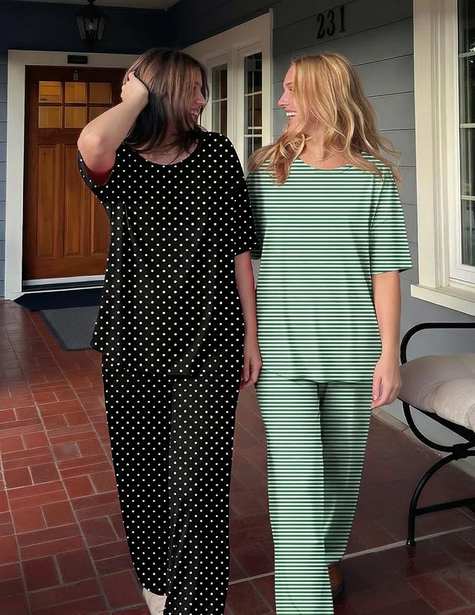 Green Striped/Black Dots