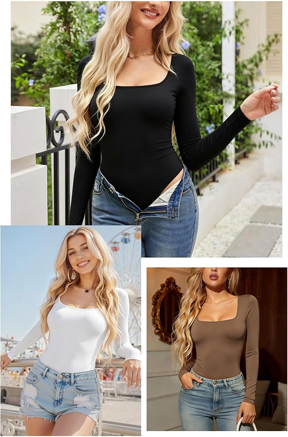 3-pack Black White Khaki Long Sleeve